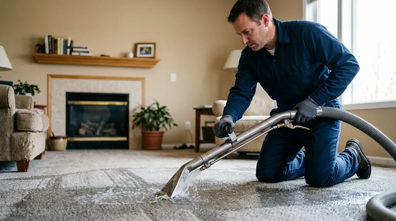 Water damage restoration technician working near Milford, IA